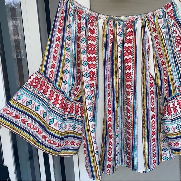 Anthropologie Callie Mac Women’s Aztec Off The Shoulder Top - Picture 2 of 4